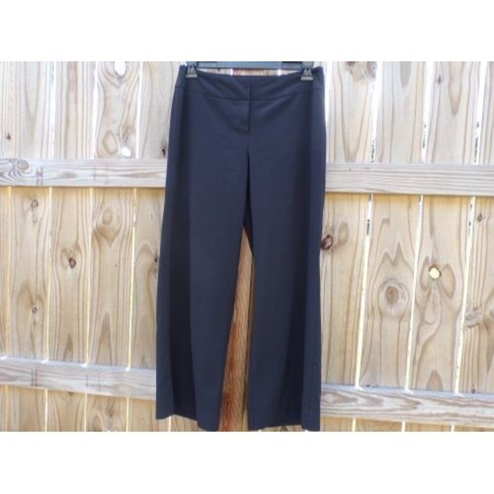 Chadwicks Womens Wide Leg Dress Pants Size 10P Black Flat Front Office Career